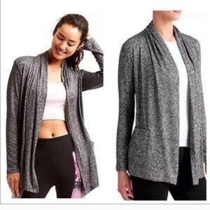 Athleta Pose Cardigan Sweater Wrap Gray Marled Athleisure Post Workout  Medium